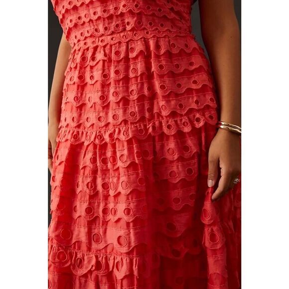 NWT ANTHROPOLOGIE MAEVE EYELET MIDI DRESS, $260 Sz 12 - Picture 3 of 12